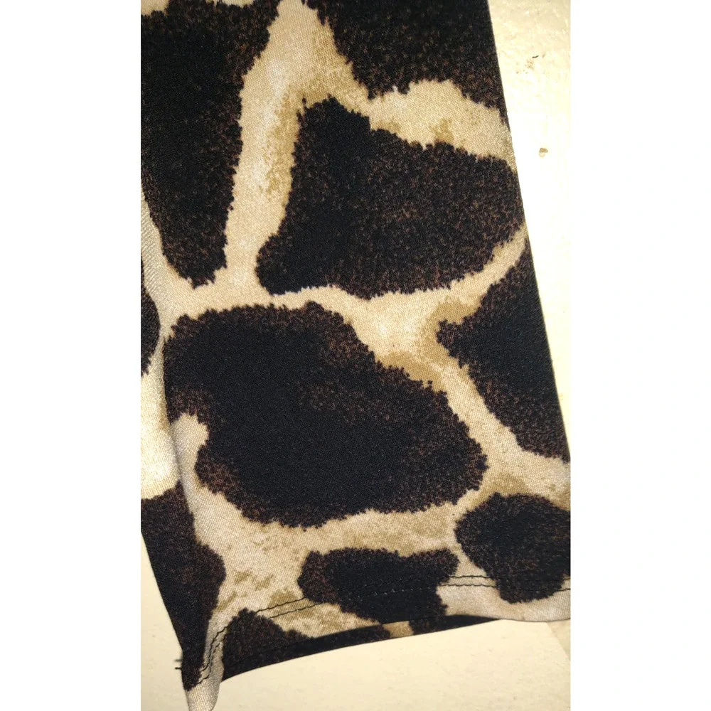 Style & Co Giraffe Print Dress Sz L Safari Pullover Stretchy Unlined Animal
